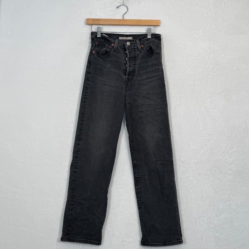 Levi's Black Ribcage Straight Ankle Jeans 27x28